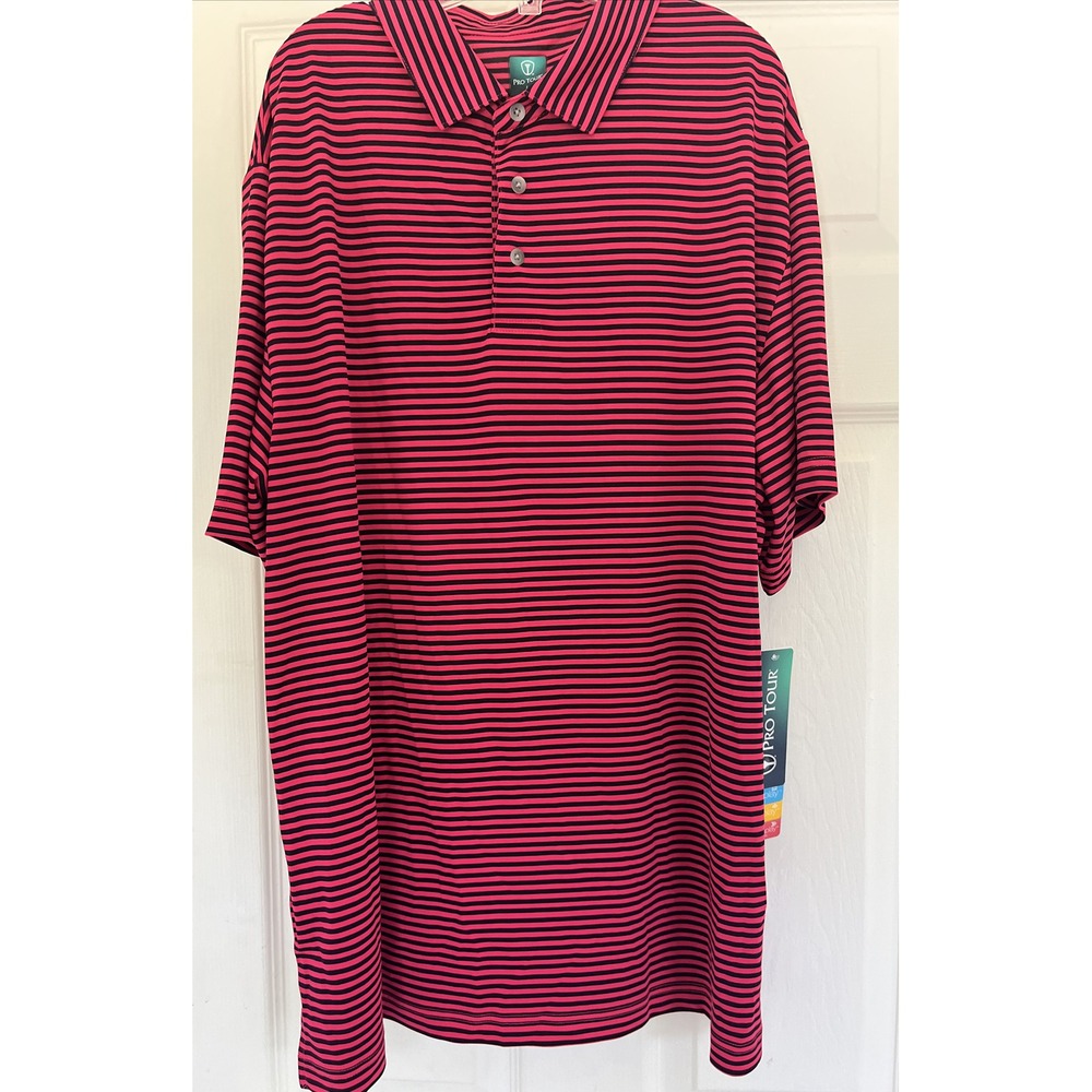 Pro Tour NWT golf shirt PlayMen's L red with Black Stripe S. Sleeve G